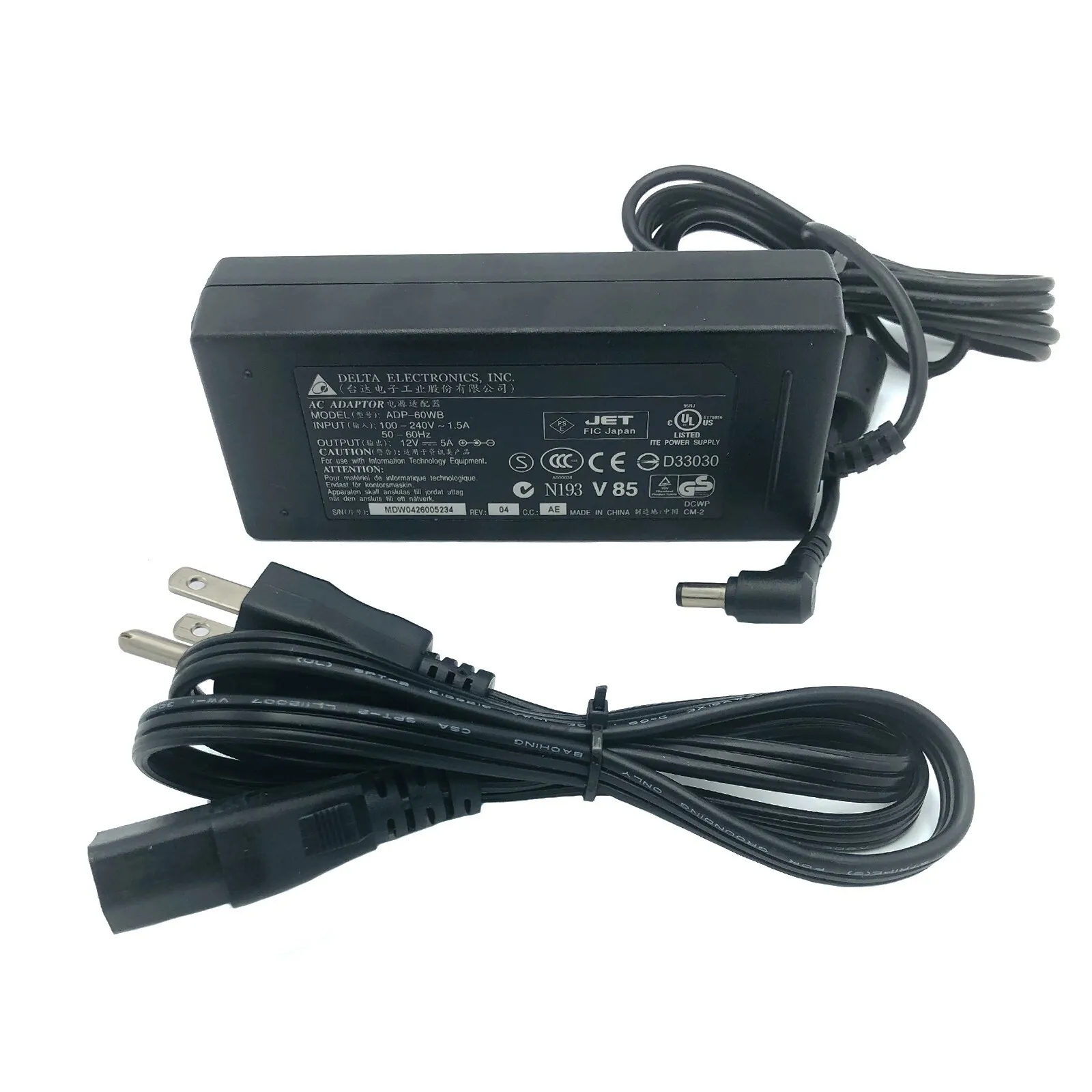 *Brand NEW*Genuine Delta 12V 5A AC Adapter ADP-60WB Power Supply